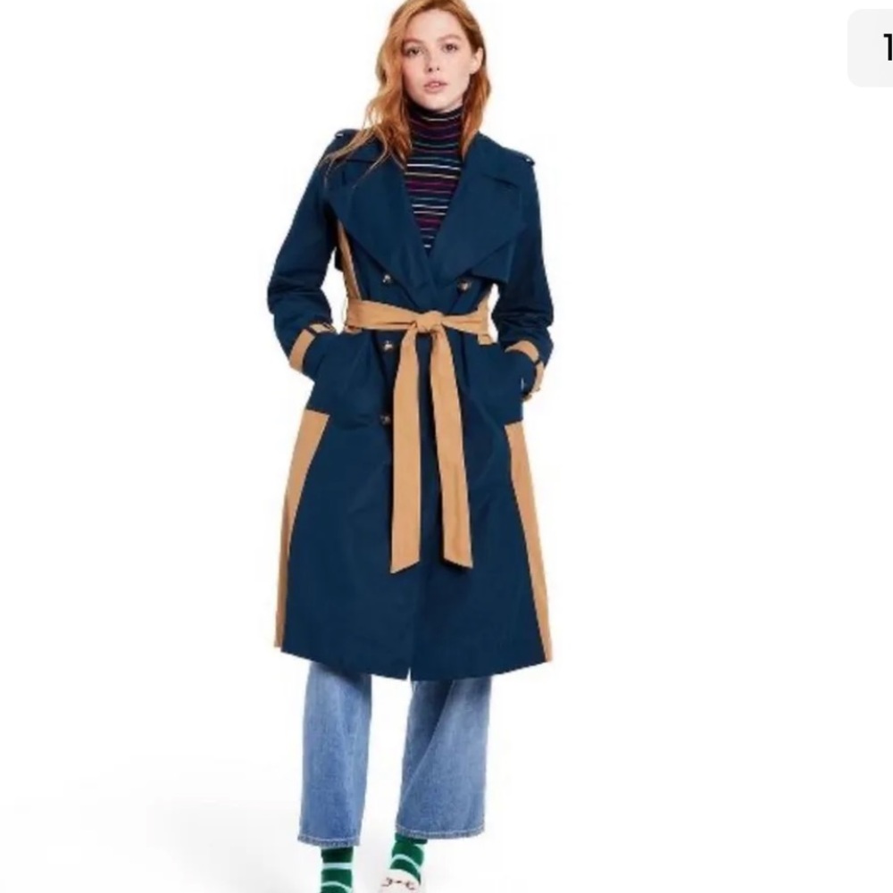 La ligne Women's Side Stripe Trench Coat - La Ligne x Target Navy/Tan